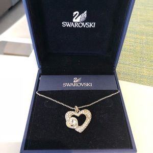 Swarovski open heart necklace. White